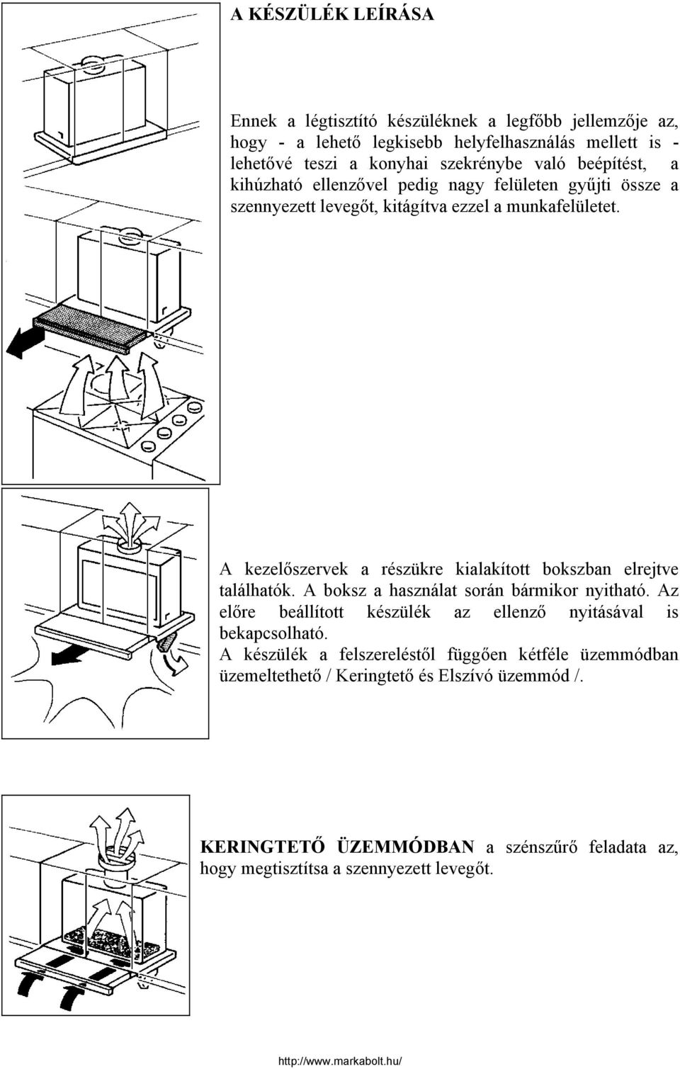 A kezelőszervek a részükre kialakított bokszban elrejtve találhatók. A boksz a használat során bármikor nyitható.