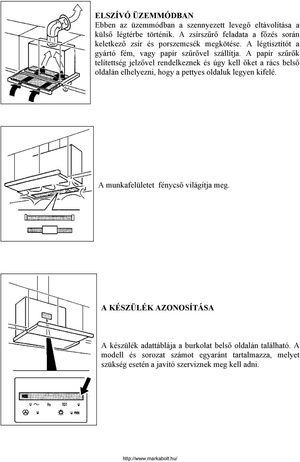 A papír szűrők telítettség jelzővel rendelkeznek és úgy kell őket a rács belső oldalán elhelyezni, hogy a pettyes oldaluk legyen kifelé.