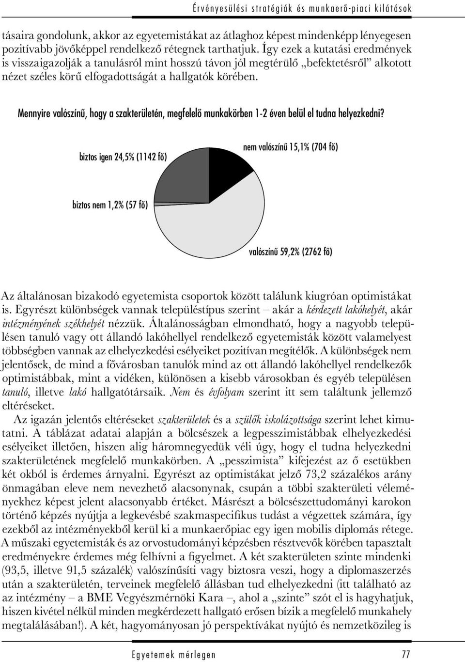 Így ezek a kutatási eredmények is visszaigazolják a tanulásról mint hosszú távon jól megtérülő befektetésről alkotott nézet széles körű elfogadottságát a hallgatók körében.