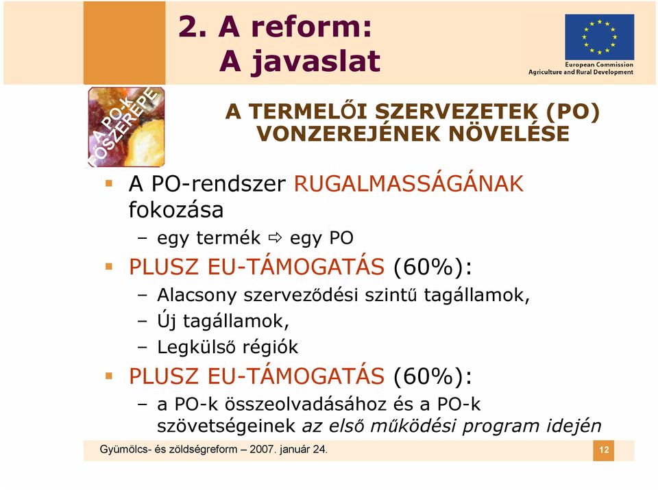 RUGALMASSÁGÁNAK fokozása egy termék egy PO PLUSZ EU-TÁMOGATÁS (60%): Alacsony szerveződési szintű