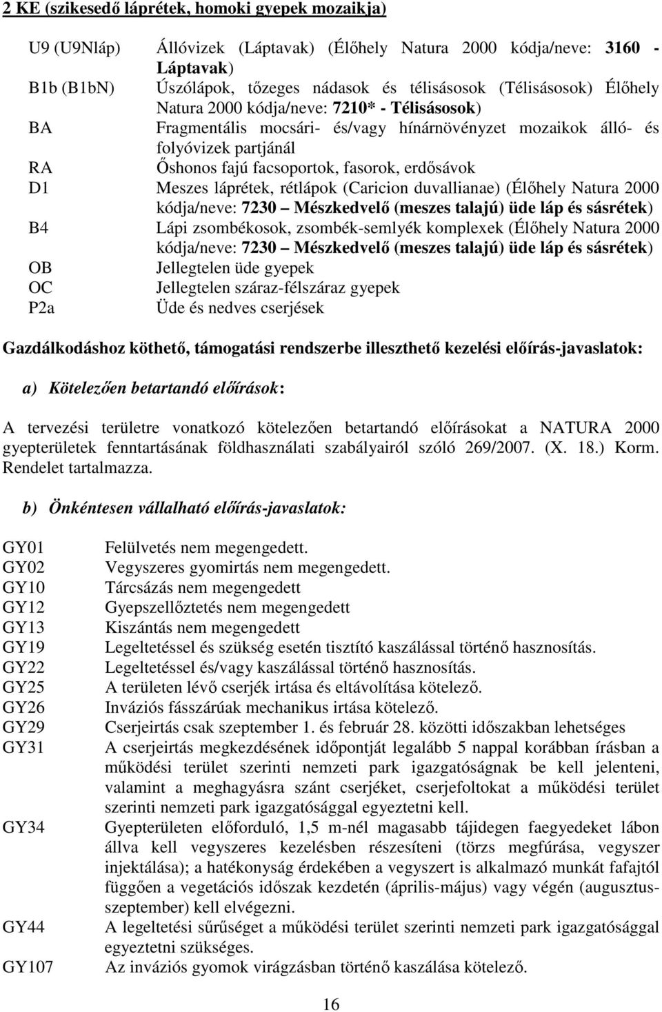 láprétek, rétlápok (Caricion duvallianae) (Élőhely Natura 2000 kódja/neve: 7230 Mészkedvelő (meszes talajú) üde láp és sásrétek) B4 Lápi zsombékosok, zsombék-semlyék komplexek (Élőhely Natura 2000