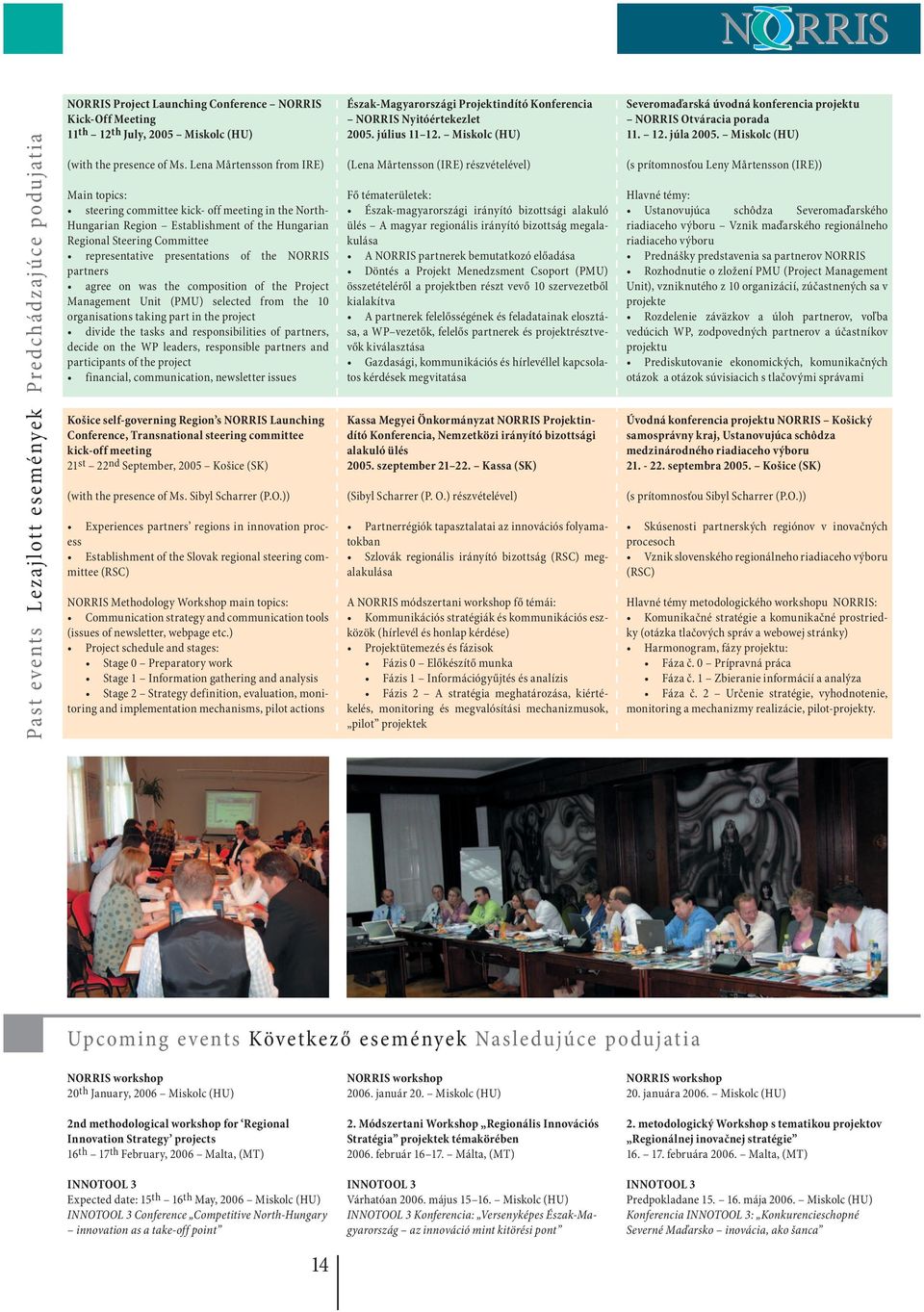 the NORRIS partners agree on was the composition of the Project Management Unit (PMU) selected from the 10 organisations taking part in the project divide the tasks and responsibilities of partners,