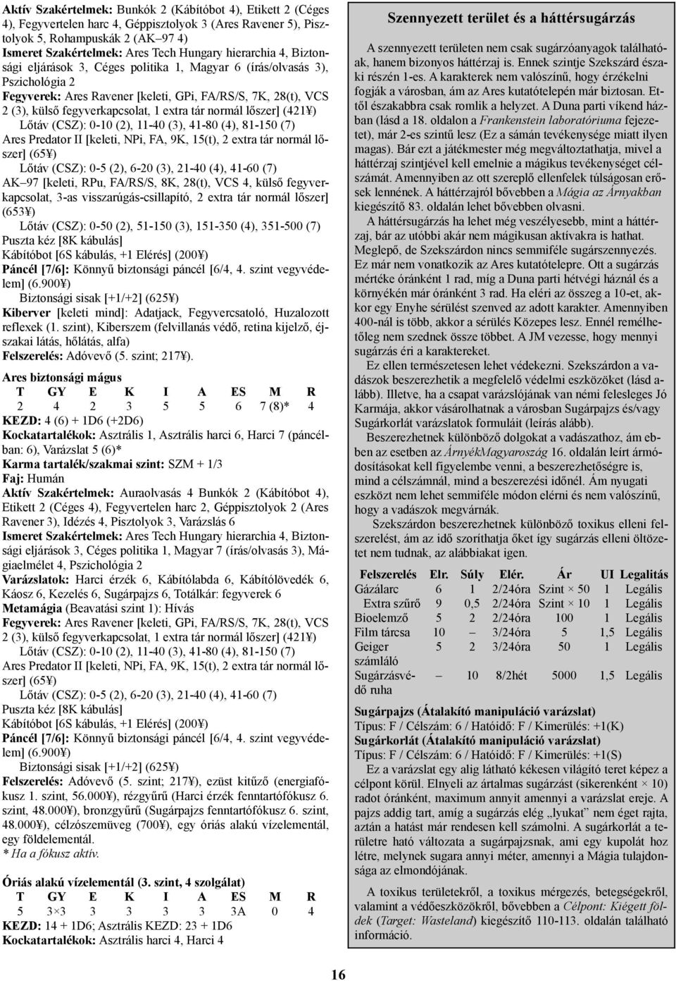 (), 11- (), 1-8 (), 81-1 (7) res Predator [keleti, NPi, F, 9, 1(t), extra tár normál lőszer] ( ) Lőtáv (CSZ): - (), - (), 1- (), 1- (7) 97 [keleti, Pu, F/S/S, 8, 8(t), VCS, külső fegyverkapcsolat,