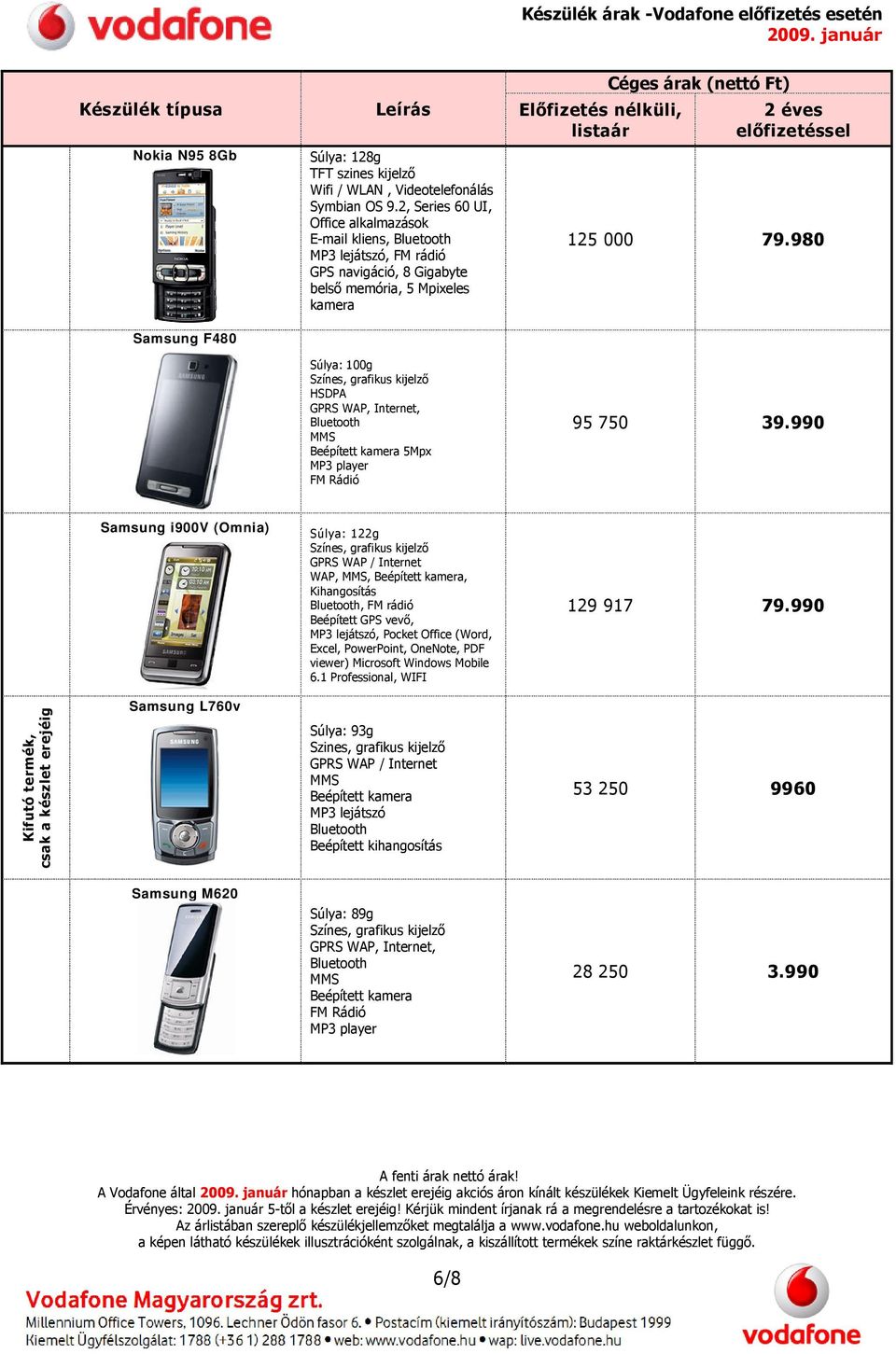 980 Samsung F480 Súlya: 100g HSDPA GPRS, Internet, 5Mpx MP3 player FM Rádió 95 750 39.