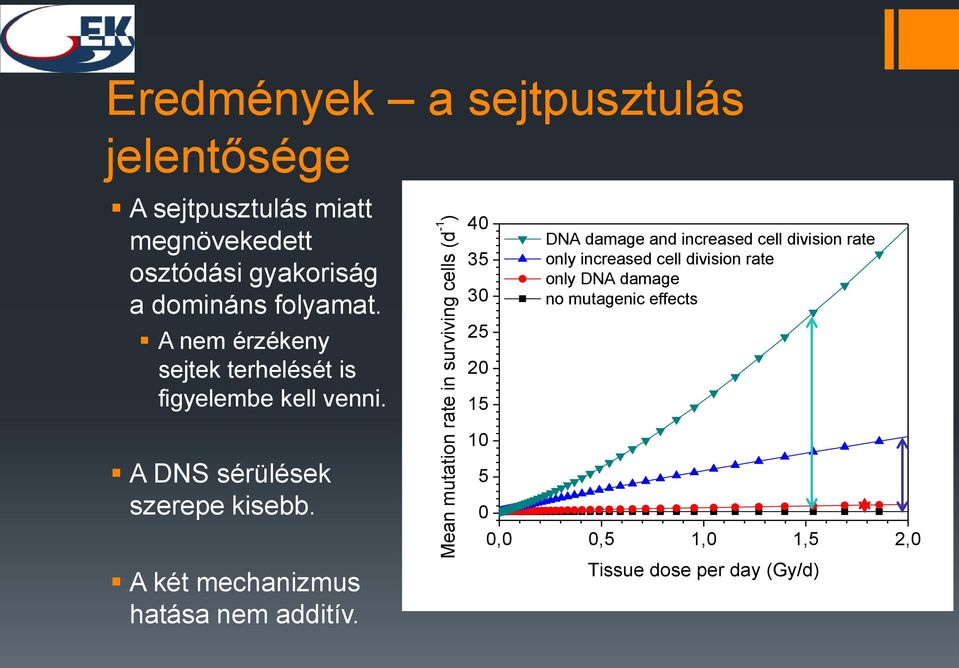 40 35 30 25 20 15 DNA damage and ncreased cell dvson rate only ncreased cell dvson rate only DNA damage no