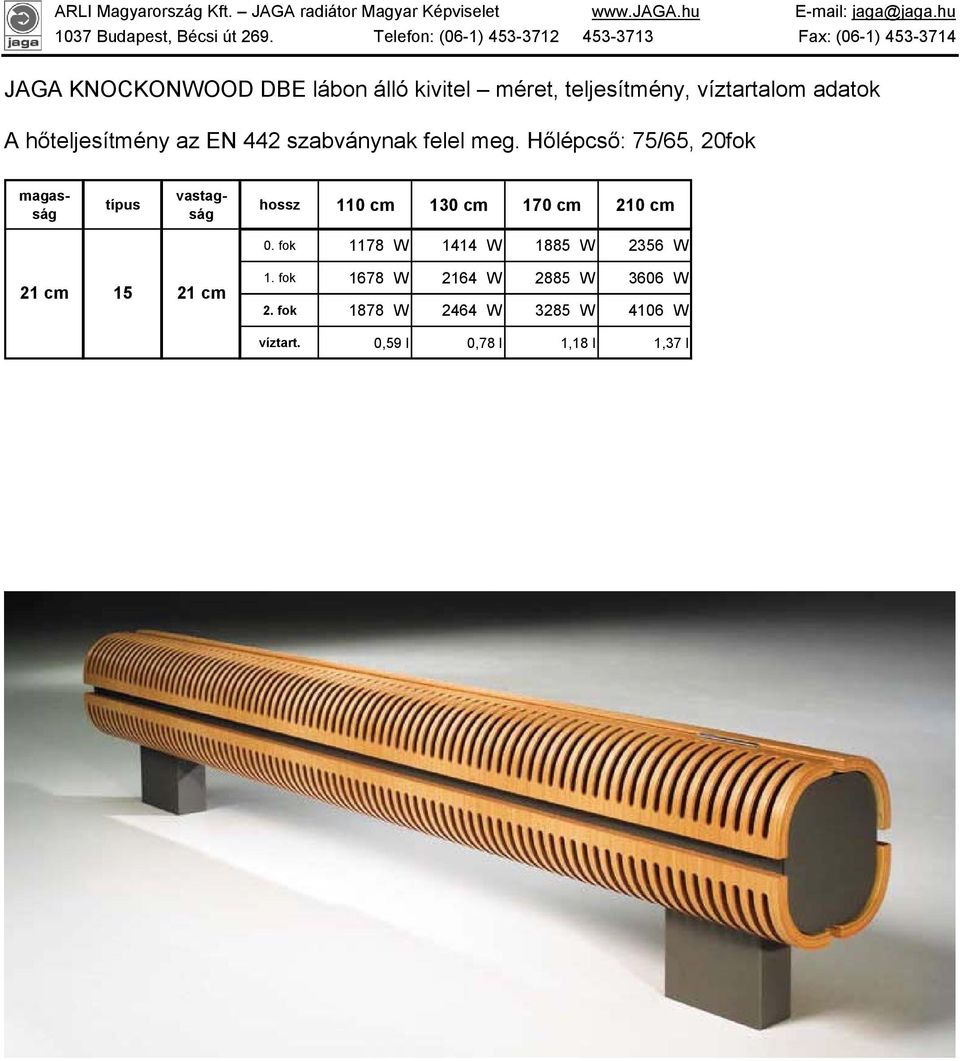 Hőlépcső: 75/65, 20fok típus magasság vastagság hossz 110 cm 130 cm 170 cm 210 cm 0.