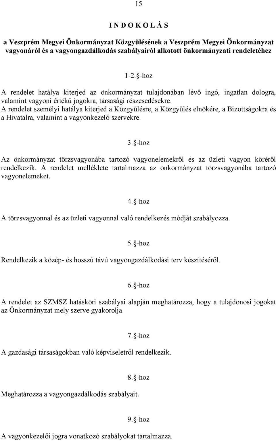 A rendelet személyi hatálya kiterjed a Közgyűlésre, a Közgyűlés elnökére, a Bizottságokra és a Hivatalra, valamint a vagyonkezelő szervekre. 3.