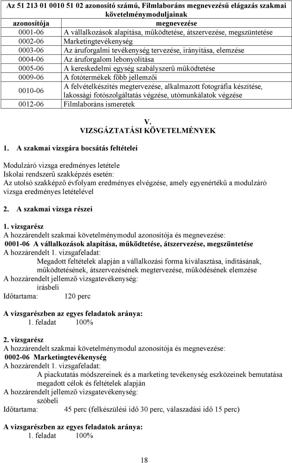 működtetése 0009-06 A fotótermékek főbb jellemzői 0010-06 A felvételkészítés megtervezése, alkalmazott fotográfia készítése, lakossági fotószolgáltatás végzése, utómunkálatok végzése 0012-06