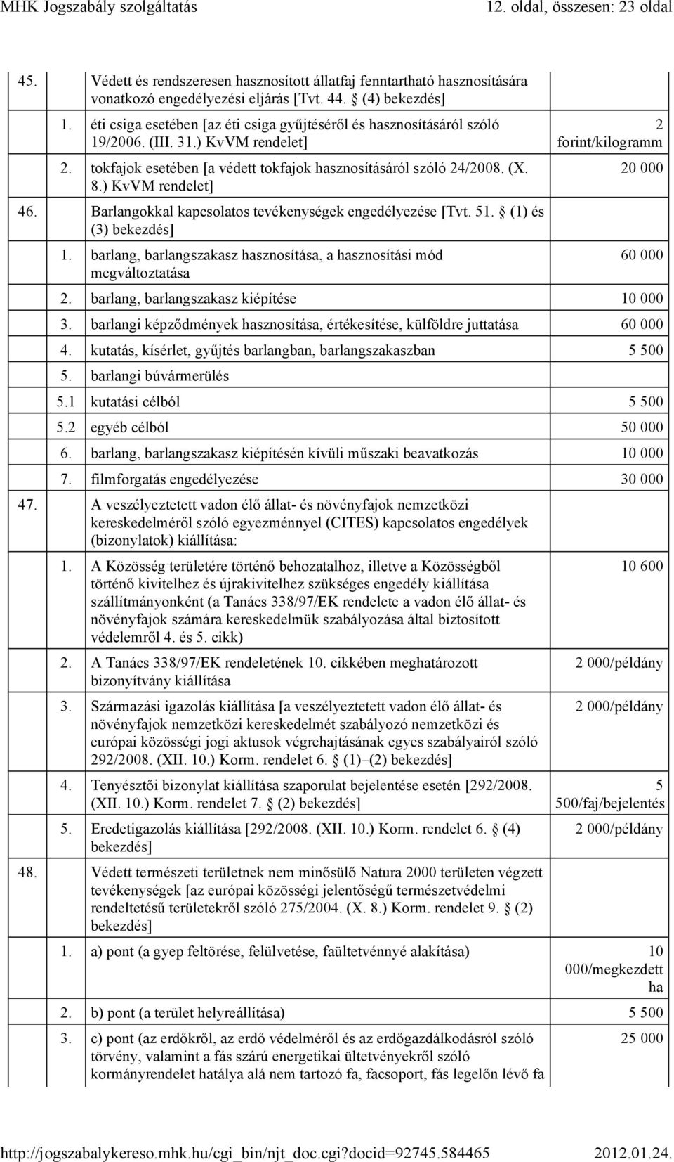 ) KvVM rendelet] 46. Barlangokkal kapcsolatos tevékenységek engedélyezése [Tvt. 51. (1) és (3) bekezdés] 1.