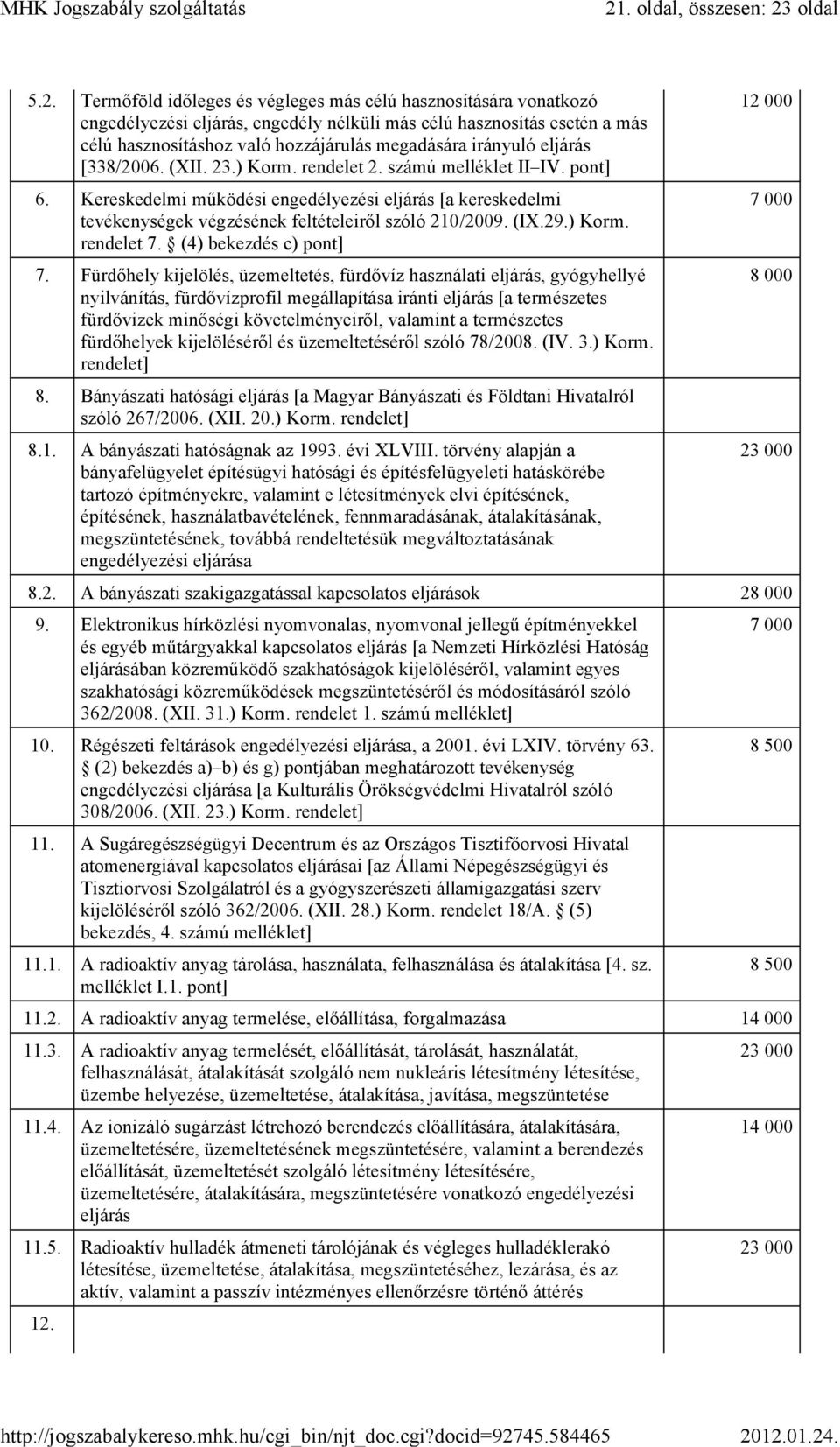 Kereskedelmi működési engedélyezési eljárás [a kereskedelmi tevékenységek végzésének feltételeiről szóló 210/2009. (IX.29.) Korm. rendelet 7. (4) bekezdés c) pont] 7.