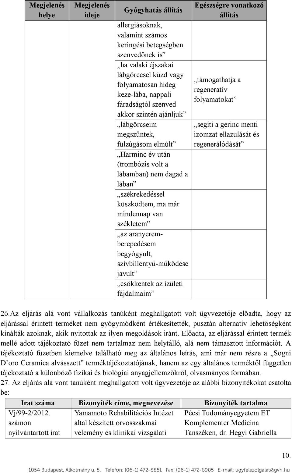 van székletem az aranyeremberepedésem begyógyult, szívbillentyű-működése javult csökkentek az ízületi fájdalmaim Egészségre vonatkozó állítás támogathatja a regeneratív folyamatokat segíti a gerinc