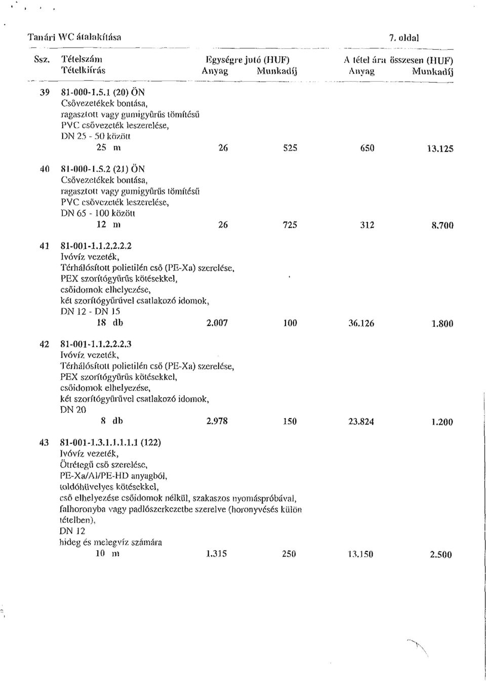 PVC csővezeték leszerelése, DN 65-100 között 12 