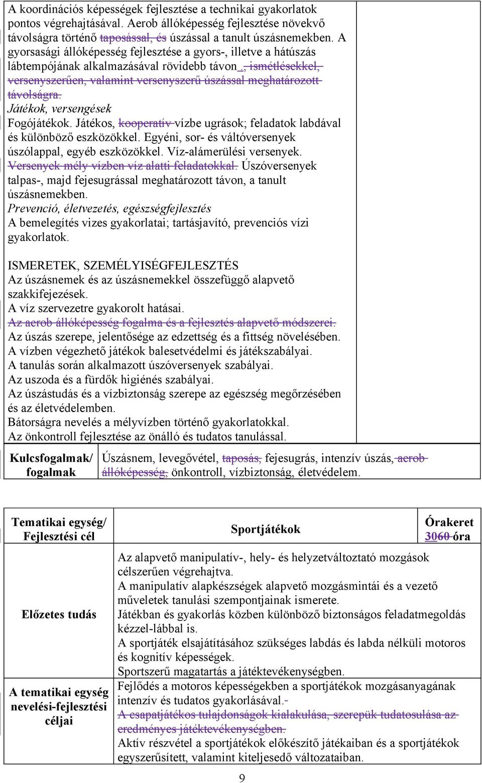 Játékok, versengések Fogójátékok. Játékos, kooperatív vízbe ugrások; feladatok labdával és különböző eszközökkel. Egyéni, sor- és váltóversenyek úszólappal, egyéb eszközökkel.