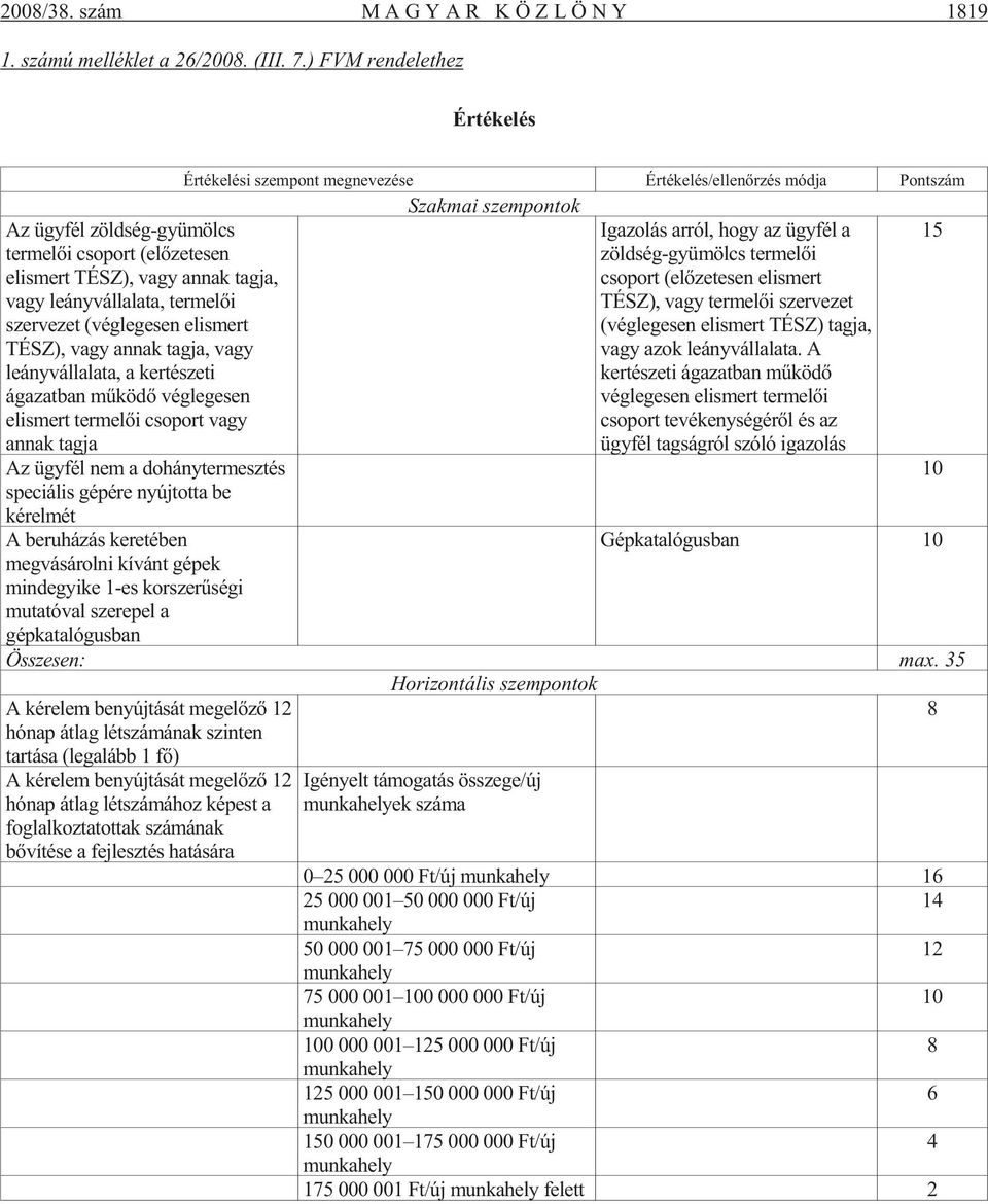 nak tag ja, vagy leányvállalata, a kertészeti ágazatban mûködõ véglegesen el is mert termelõi csoport vagy annak tagja Az ügyfél nem a dohánytermesztés speciális gépére nyújtotta be kérelmét A