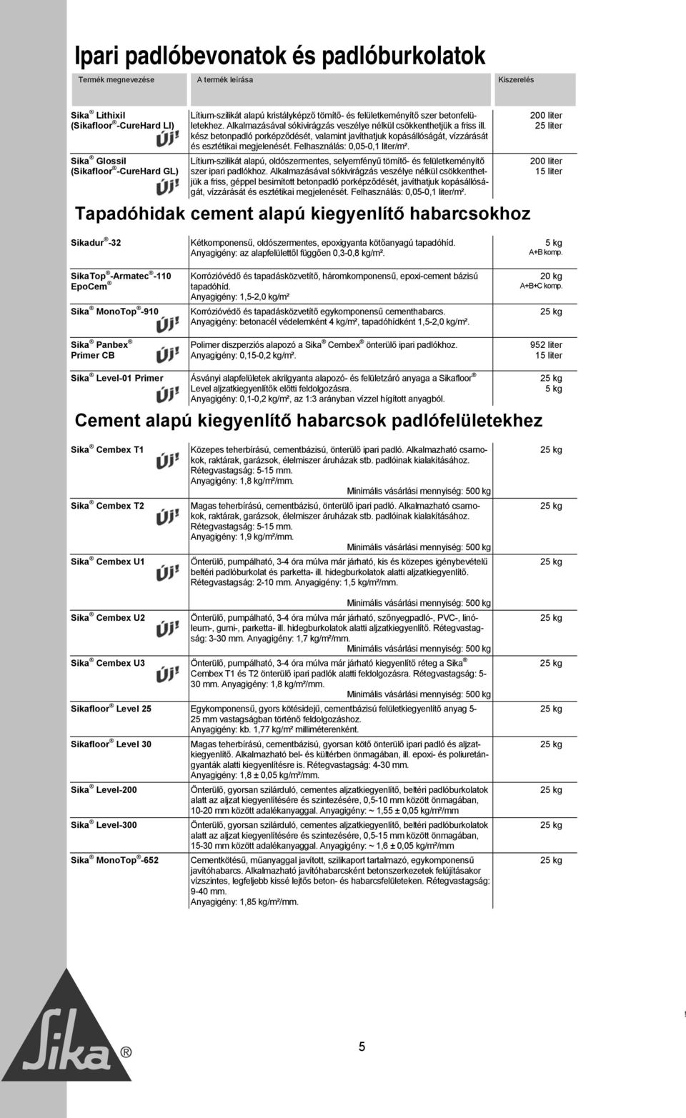 Felhasználás: 0,05-0,1 liter/m². Lítium-szilikát alapú, oldószermentes, selyemfényű tömítő- és felületkeményítő szer ipari padlókhoz.