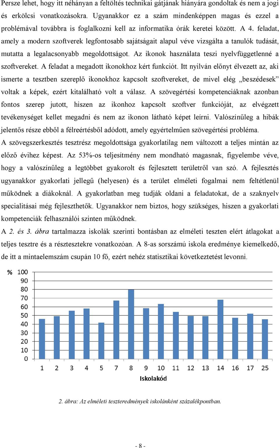 feladat, amely a modern szoftverek legfontosabb sajátságait alapul véve vizsgálta a tanulók tudását, mutatta a legalacsonyabb megoldottságot.