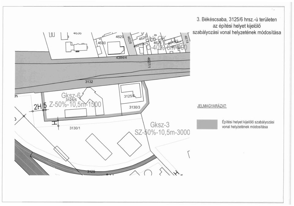 helyzetének módosítása ~\ 3130/3 JELMAGYARÁZAT: ) 3130/1 Gksz3 SZ~O%1