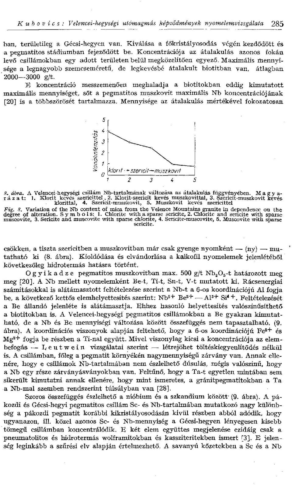 Maximális mennyisége a legnagyobb szemcseméretű, de legkevésbé átalakult biotitban van, átlagban 2000 3000 g/t.