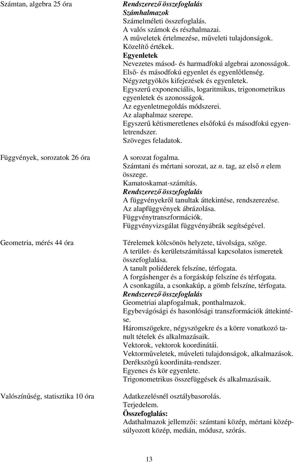 Első- és másodfokú egyenlet és egyenlőtlenség. Négyzetgyökös kifejezések és egyenletek. Egyszerű exponenciális, logaritmikus, trigonometrikus egyenletek és azonosságok. Az egyenletmegoldás módszerei.