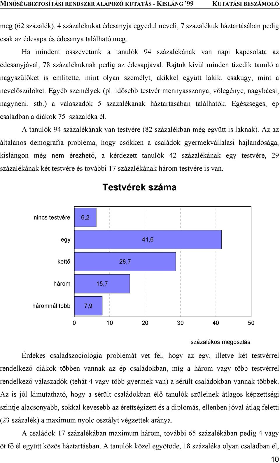 Rajtuk kívül minden tizedik tanuló a nagyszülőket is említette, mint olyan személyt, akikkel együtt lakik, csakúgy, mint a nevelőszülőket. Egyéb személyek (pl.