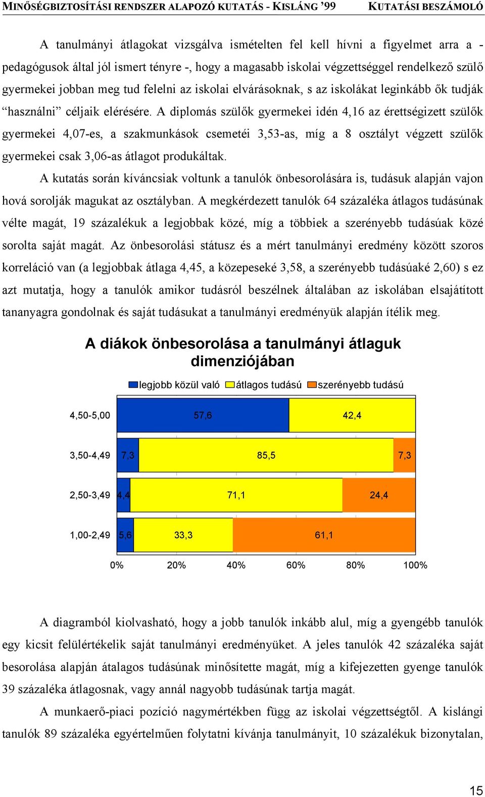 A diplomás szülők gyermekei idén 4,16 az érettségizett szülők gyermekei 4,07-es, a szakmunkások csemetéi 3,53-as, míg a 8 osztályt végzett szülők gyermekei csak 3,06-as átlagot produkáltak.