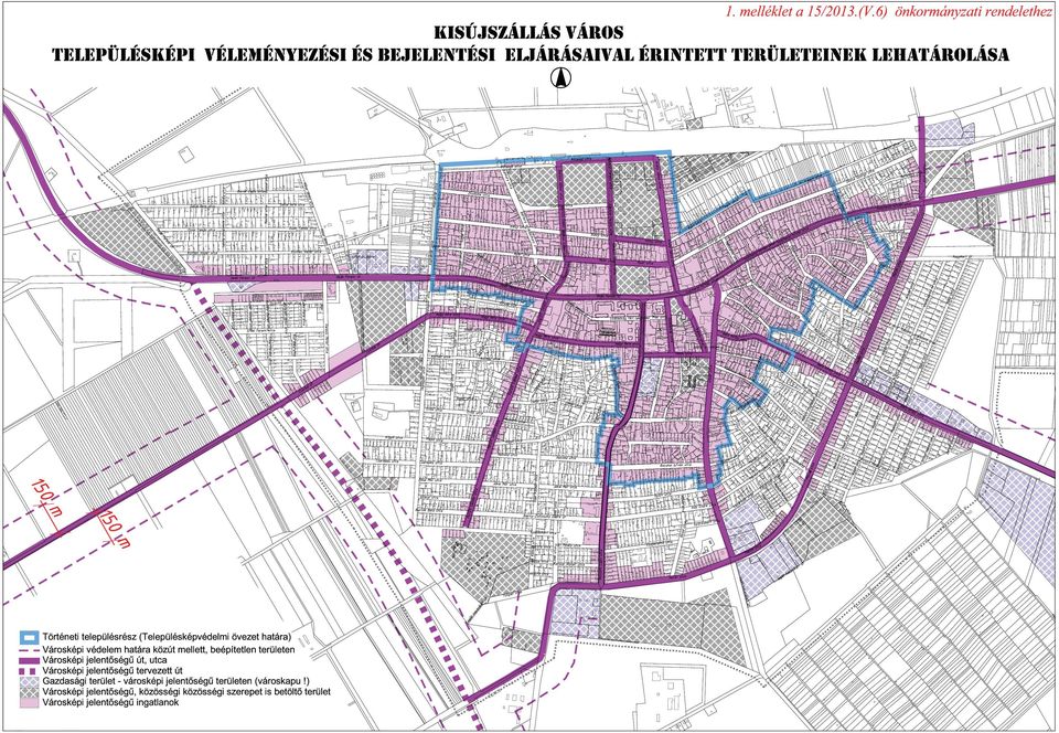 6) önkormányzati rendelethez KISÚJSZÁLLÁS VÁROS TELEPÜLÉSKÉPI VÉLEMÉNYEZÉSI ÉS BEJELENTÉSI ELJÁRÁSAIVAL ÉRINTETT TERÜLETEINEK LEHATÁROLÁSA Vasút utca Arany János utca Rákóczi Ferenc utca Borók Lajos