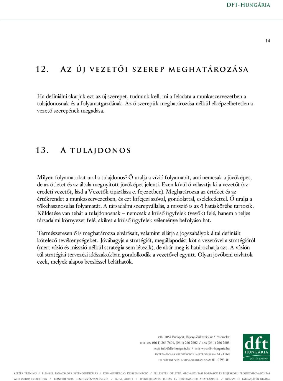Ő uralja a vízió folyamatát, ami nemcsak a jövőképet, de az ötletet és az általa megnyitott jövőképet jelenti. Ezen kívül ő választja ki a vezetőt (az eredeti vezetőt, lásd a Vezetők tipizálása c.