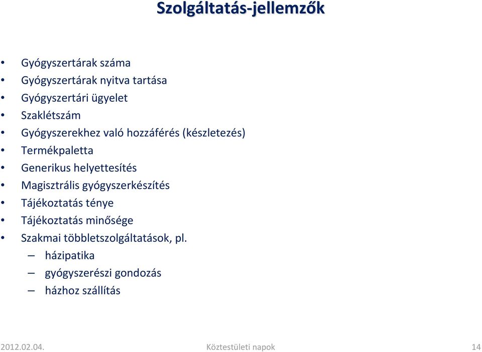 helyettesítés Magisztrális gyógyszerkészítés Tájékoztatás ténye Tájékoztatás minősége Szakmai