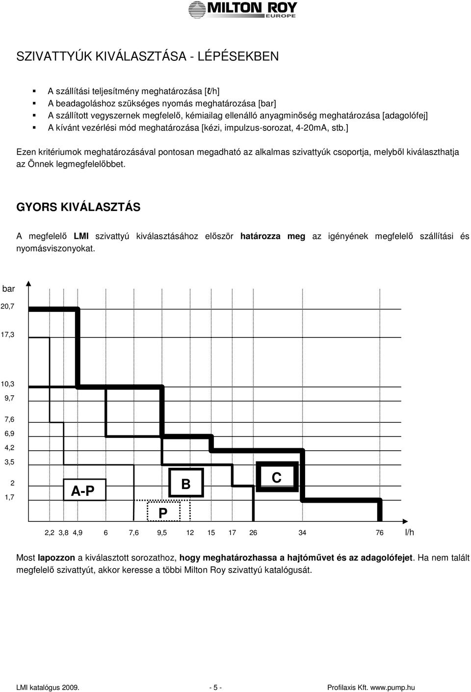 ] Ezen kritériumok meghatározásával pontosan megadható az alkalmas szivattyúk csoportja, melybıl kiválaszthatja az Önnek legmegfelelıbbet.