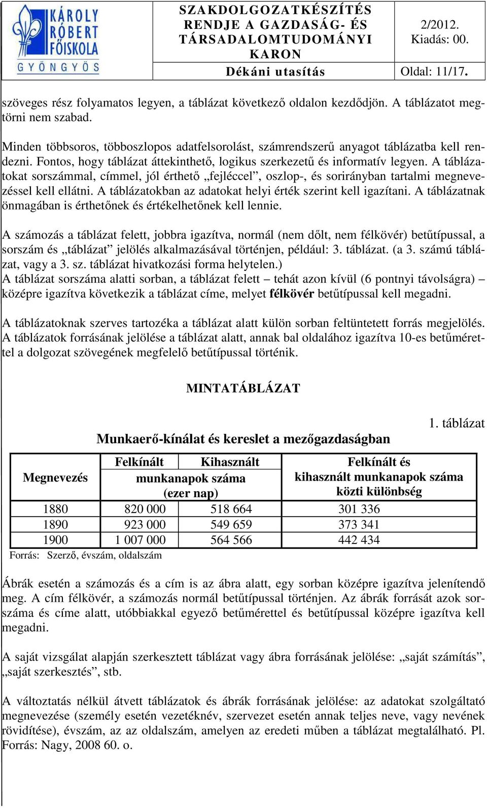 A táblázatokat sorszámmal, címmel, jól érthető fejléccel, oszlop-, és sorirányban tartalmi megnevezéssel kell ellátni. A táblázatokban az adatokat helyi érték szerint kell igazítani.