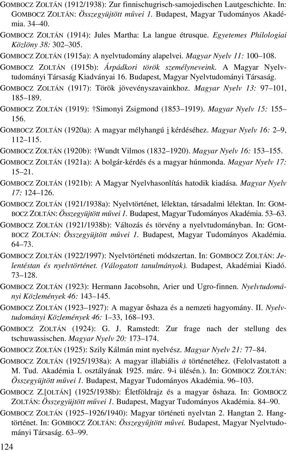 GOMBOCZ ZOLTÁN (1915b): Árpádkori török személyneveink. A Magyar Nyelvtudományi Társaság Kiadványai 16. Budapest, Magyar Nyelvtudományi Társaság. GOMBOCZ ZOLTÁN (1917): Török jövevényszavainkhoz.