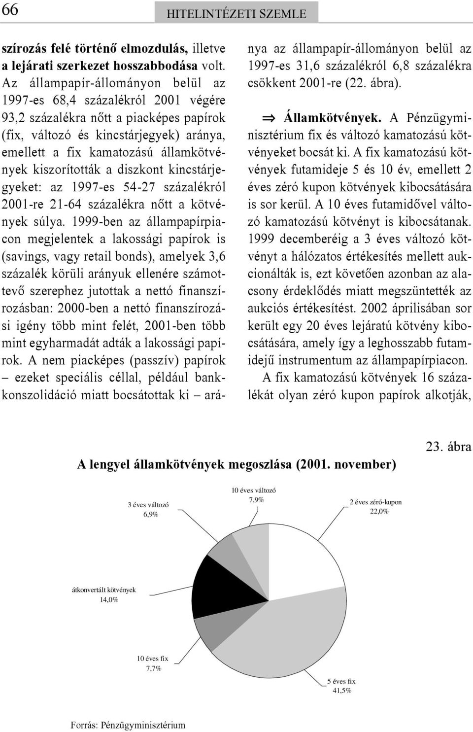 kiszorították a diszkont kincstárjegyeket: az 1997-es 54-27 százalékról 2001-re 21-64 százalékra nõtt a kötvények súlya.