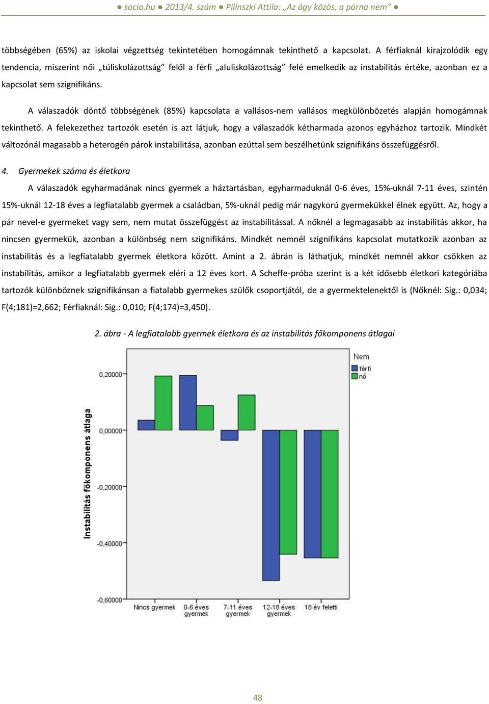 A válaszadók döntő többségének (85%) kapcsolata a vallásos-nem vallásos megkülönbözetés alapján homogámnak tekinthető.