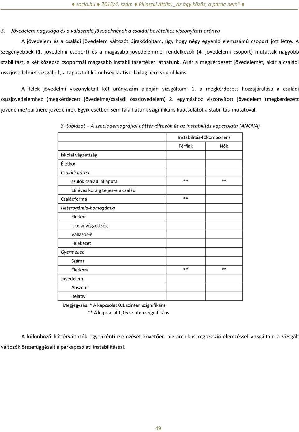 Akár a megkérdezett jövedelemét, akár a családi összjövedelmet vizsgáljuk, a tapasztalt különbség statisztikailag nem szignifikáns. A felek jövedelmi viszonylatait két arányszám alapján vizsgáltam: 1.