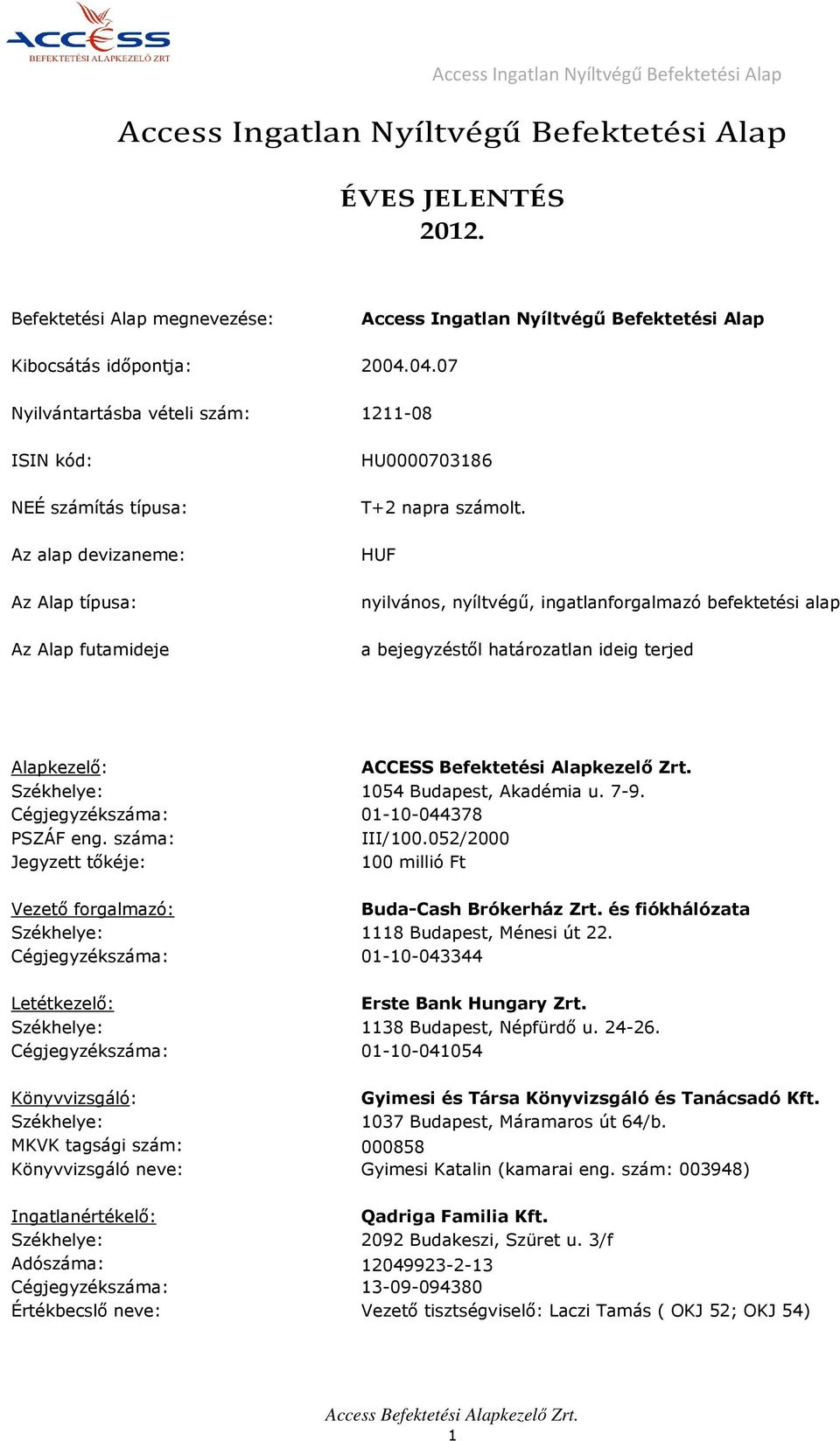 04.07 Nyilvántartásba vételi szám: 1211-08 ISIN kód: HU0000703186 NEÉ számítás típusa: T+2 napra számolt.