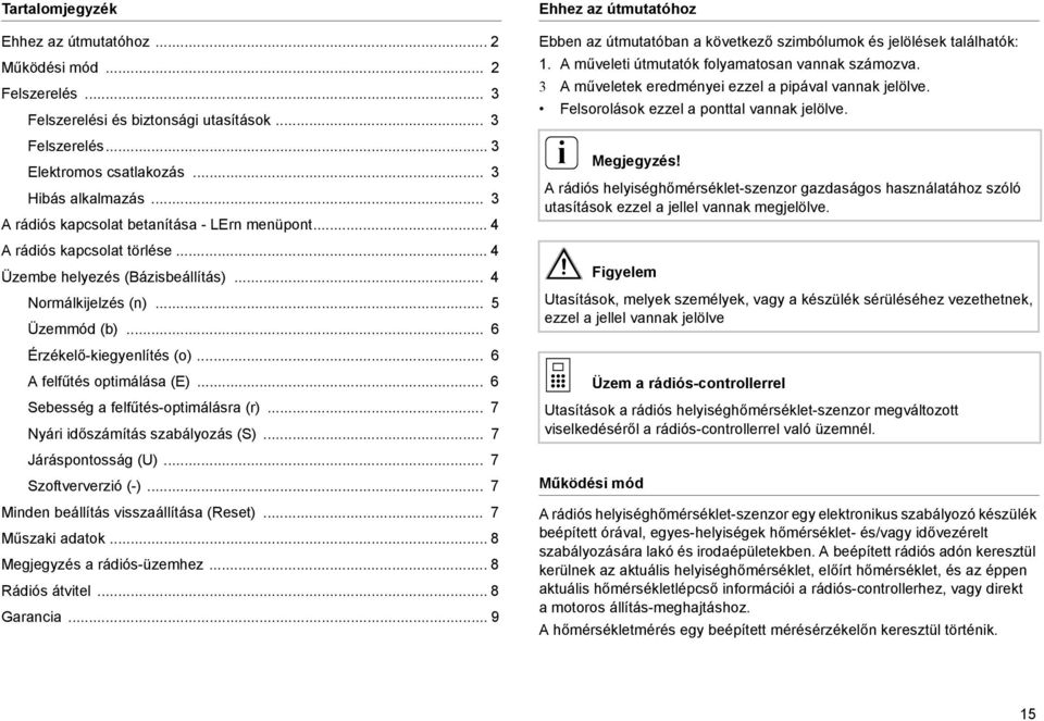 .. 6 A felfűtés optmálása (E)... 6 Sebesség a felfűtés-optmálásra (r)... 7 Nyár dőszámítás szabályozás (S)... 7 Járáspontosság (U)... 7 Szoftververzó (-)... 7 Mnden beállítás vsszaállítása (Reset).