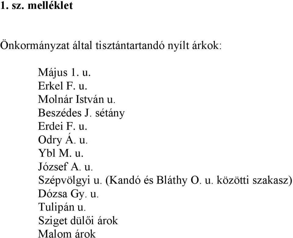 Erkel F. u. Molnár István u. Beszédes J. sétány Erdei F. u. Odry Á. u. Ybl M.