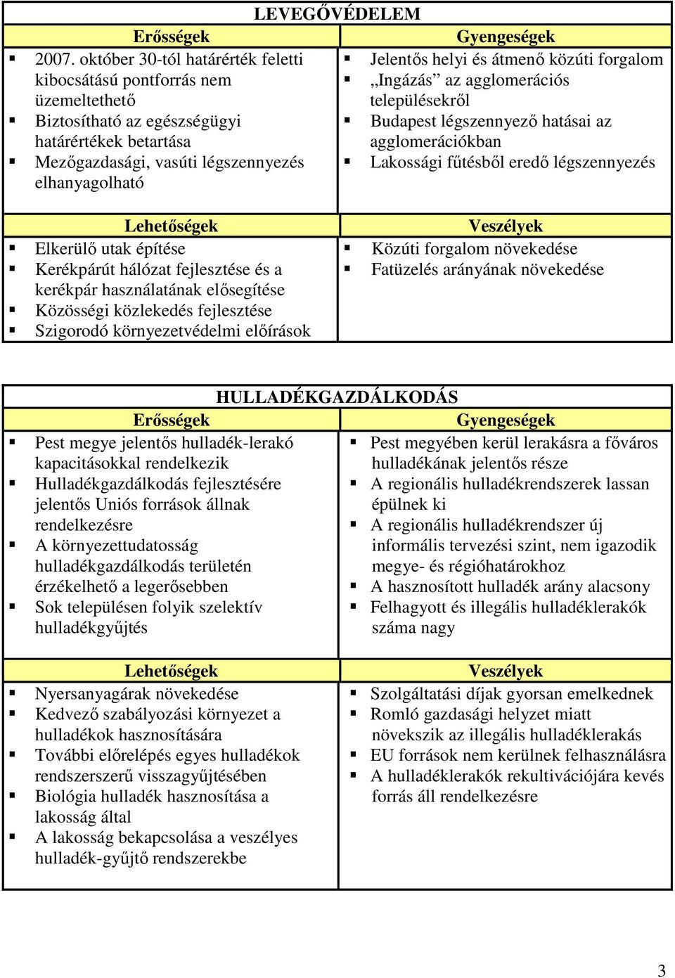 légszennyező hatásai az határértékek betartása agglomerációkban Mezőgazdasági, vasúti légszennyezés Lakossági fűtésből eredő légszennyezés elhanyagolható Lehetőségek Elkerülő utak építése Kerékpárút