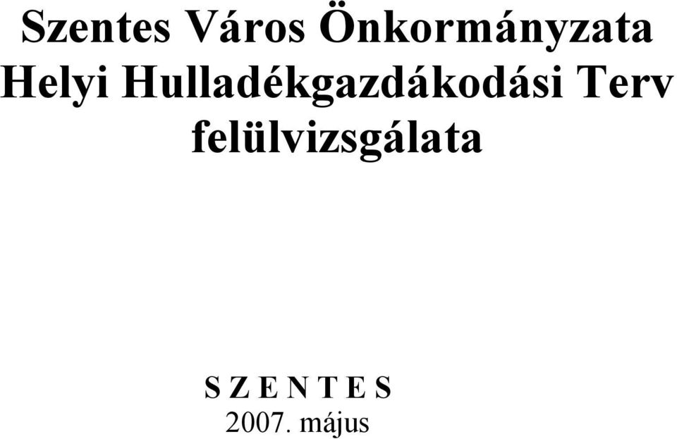 Hulladékgazdákodási Terv