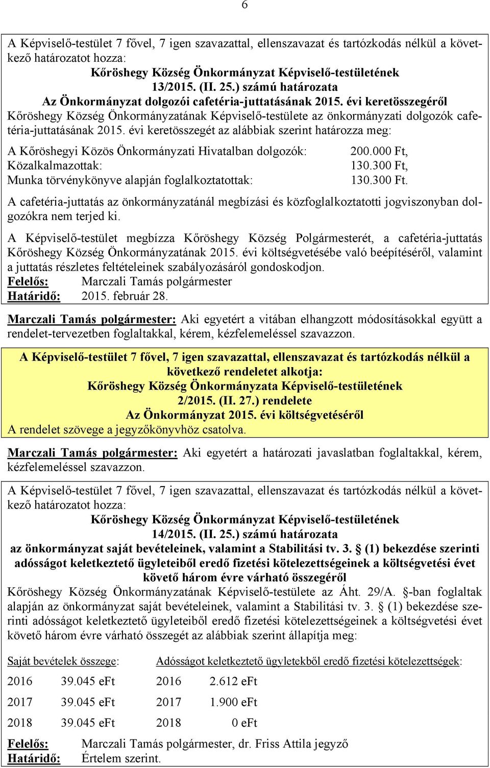 évi keretösszegét az alábbiak szerint határozza meg: A Kőröshegyi Közös Önkormányzati Hivatalban dolgozók: Közalkalmazottak: Munka törvénykönyve alapján foglalkoztatottak: 200.000 Ft, 130.300 Ft, 130.