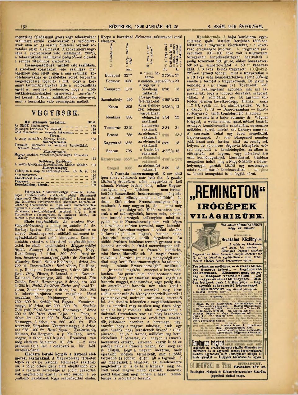 A kedvezmény nagysága a gyorsáruként való szállításnál 200 /o, a teherárukénti szállításnál pedig 5 /o-al olcsóbb a rendes viteldíjhoz viszonyítva. Csemegeszőlőnek vasúton való szállítása.