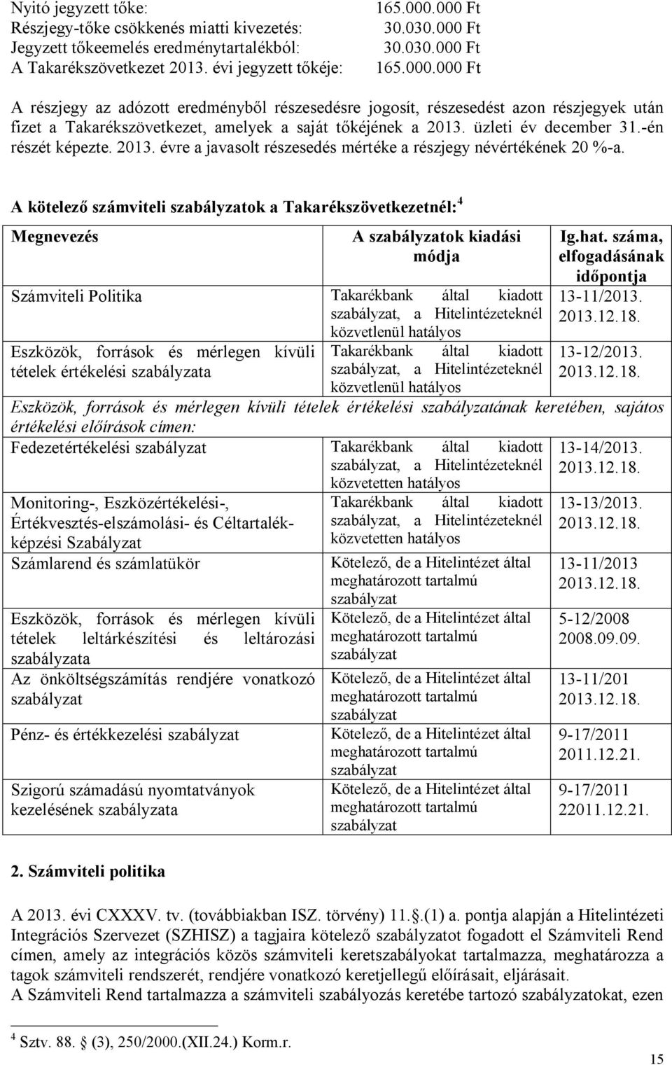 -én részét képezte. 2013. évre a javasolt részesedés mértéke a részjegy névértékének 20 %-a.