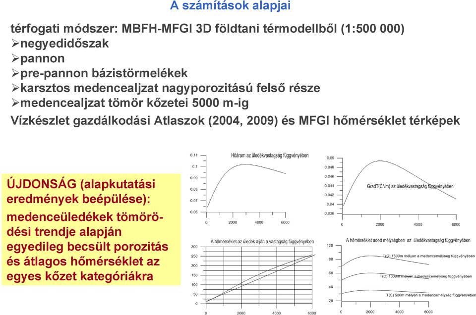 Vízkészlet gazdálkodási Atlaszok (2004, 2009) és MFGI hőmérséklet térképek ÚJDONSÁG (alapkutatási eredmények