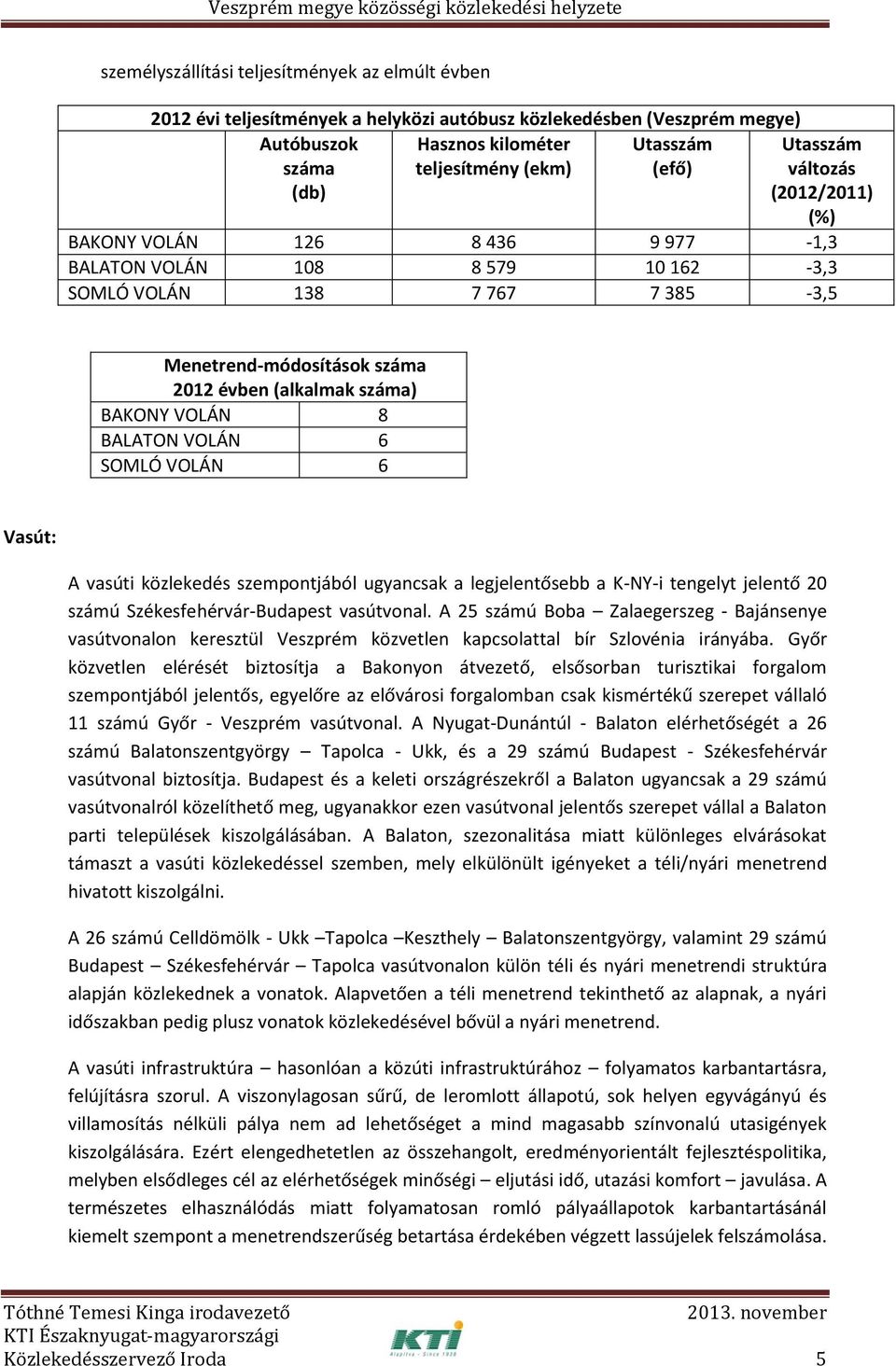 VOLÁN 8 BALATON VOLÁN 6 SOMLÓ VOLÁN 6 Vasút: A vasúti közlekedés szempontjából ugyancsak a legjelentősebb a K-NY-i tengelyt jelentő 20 számú Székesfehérvár-Budapest vasútvonal.