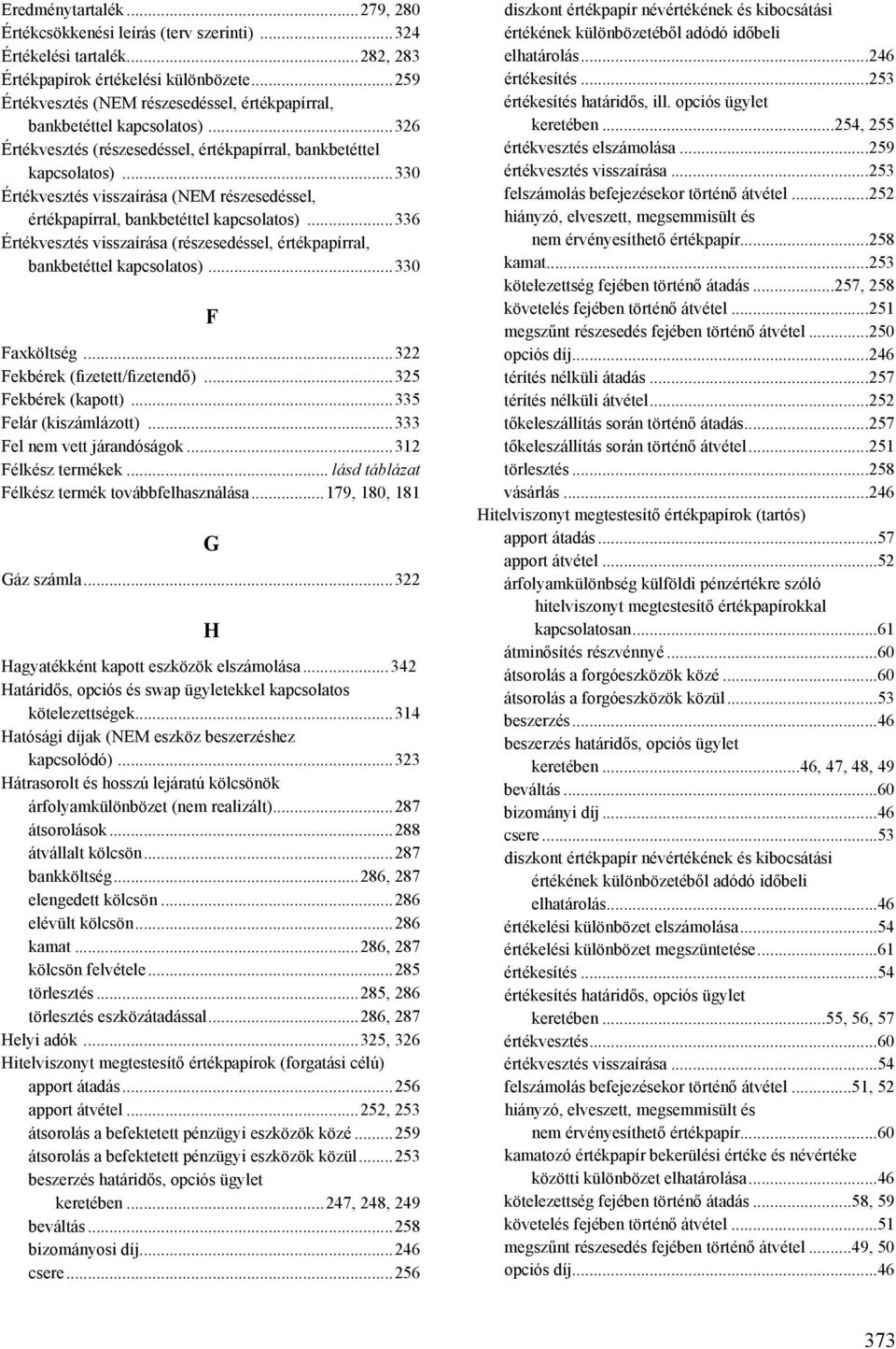 ..330 Értékvesztés visszaírása (NEM részesedéssel, értékpapírral, bankbetéttel kapcsolatos)...336 Értékvesztés visszaírása (részesedéssel, értékpapírral, bankbetéttel kapcsolatos)...330 F Faxköltség.