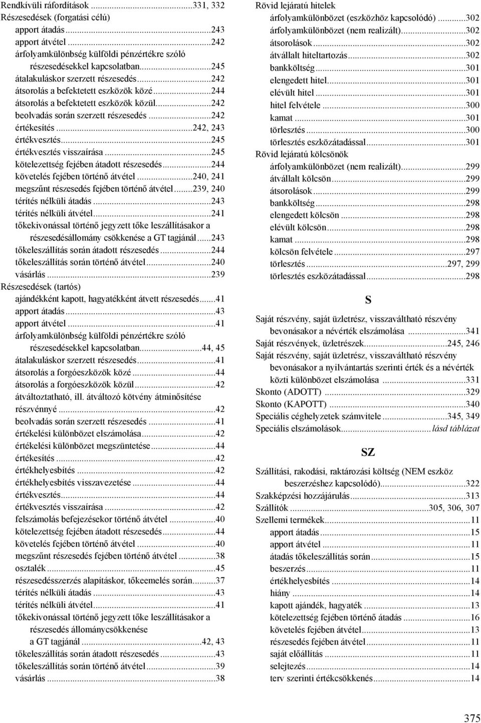 ..242, 243 értékvesztés...245 értékvesztés visszaírása...245 kötelezettség fejében átadott részesedés...244 követelés fejében történő átvétel...240, 241 megszűnt részesedés fejében történő átvétel.