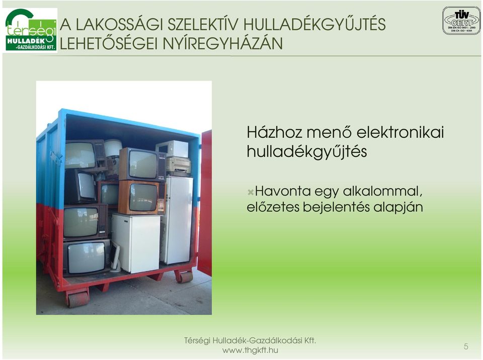 elektronikai hulladékgyőjtés Havonta