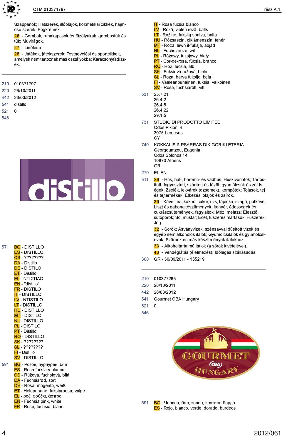 ??????? DA - Distillo - DISTILO ET - Distillo EL - ΝΤΙΣΤΙΛΟ EN - "distillo" FR - DISTILO IT - DISTILLO LV - NTISTILO LT - DISTILLO HU - DISTILLO MT - DISTILO NL - DISTILLO PL - DISTILO PT - Distillo