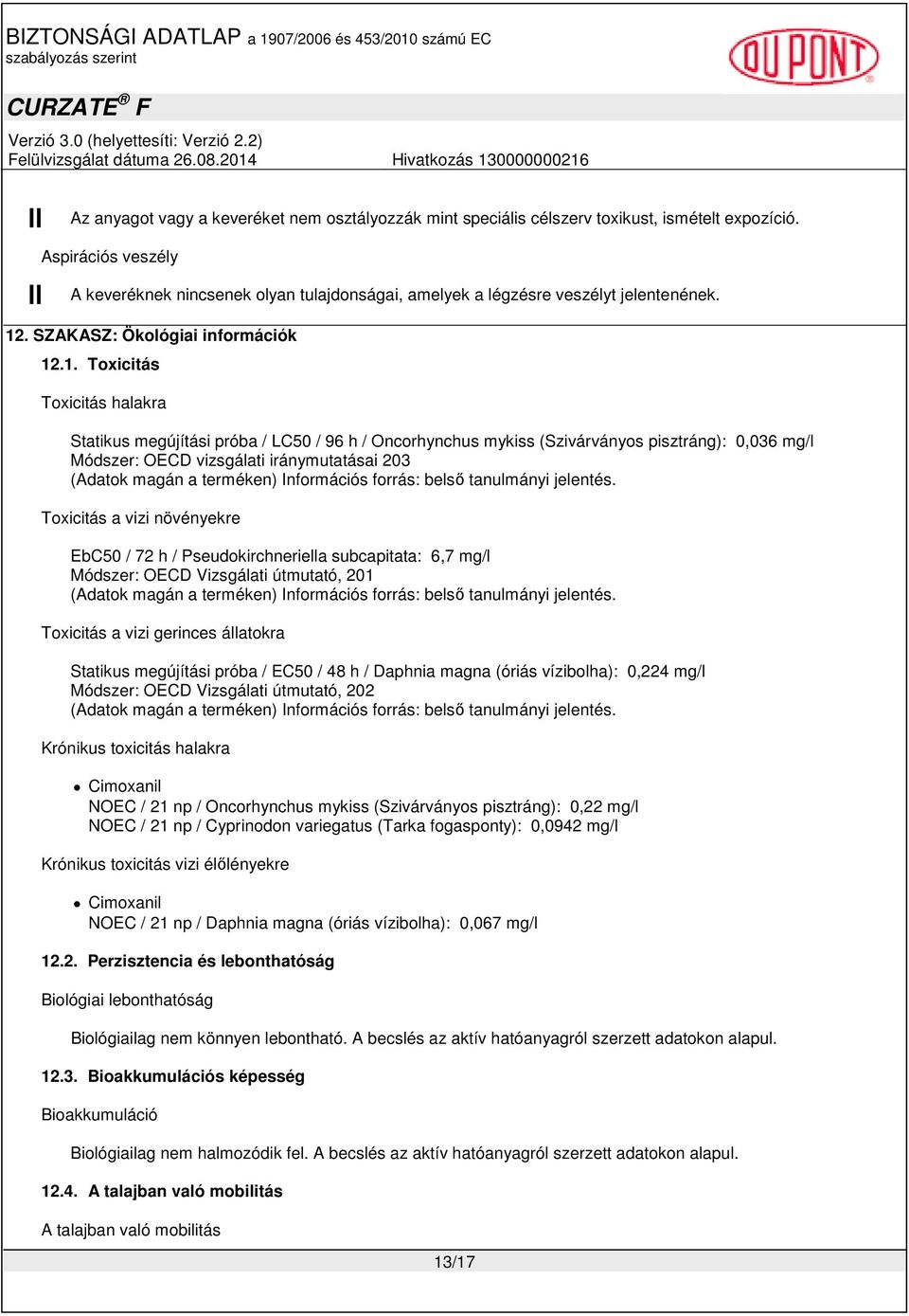 . SZAKASZ: Ökológiai információk 12