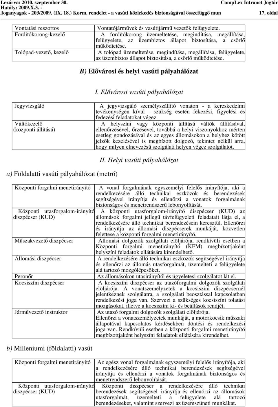 Fordítókorong-kezelő A fordítókorong üzemeltetése, megindítása, megállítása, felügyelete, az üzembiztos állapot biztosítása, a csörlő működtetése.